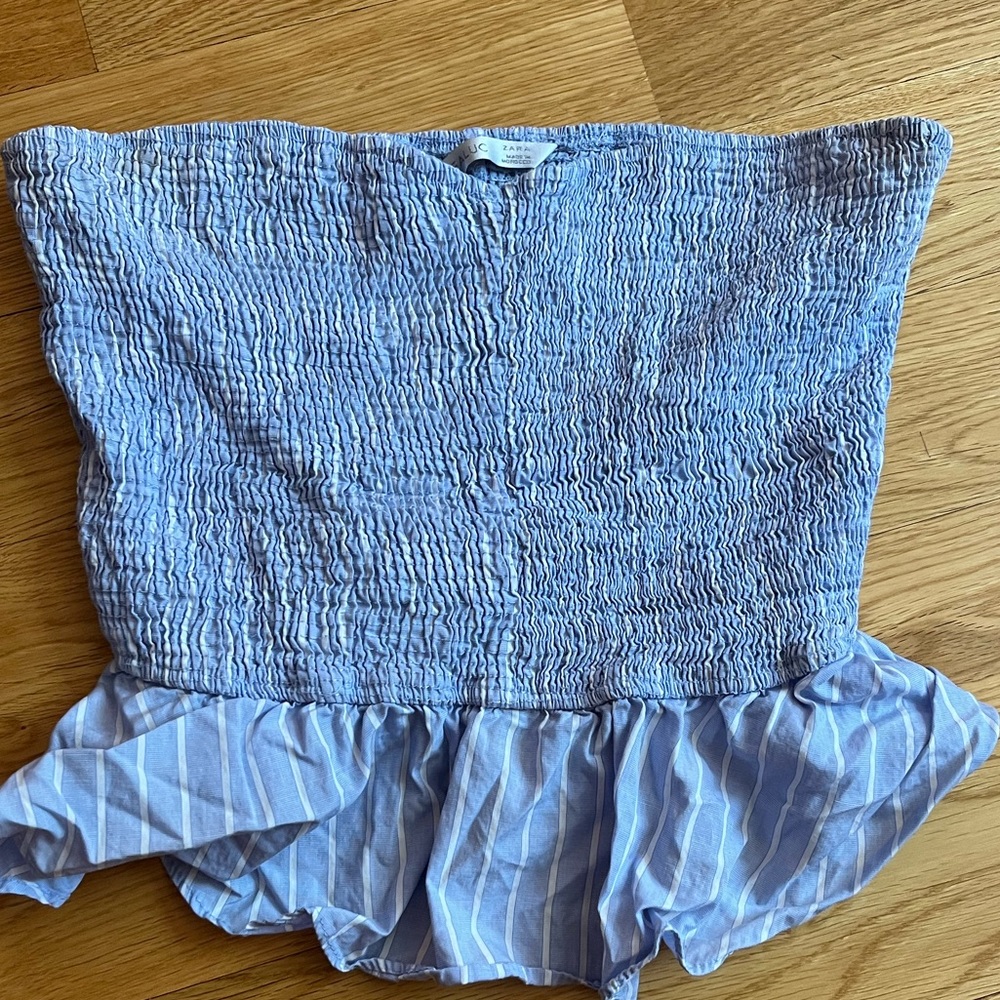 ZARA tube top in pastel blue/purple